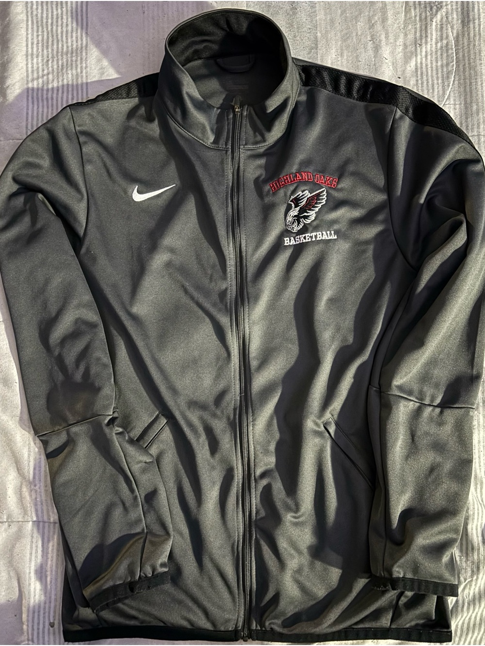 Nike Black Performance Full-Zip Basketball Jacket with Red & White Logo